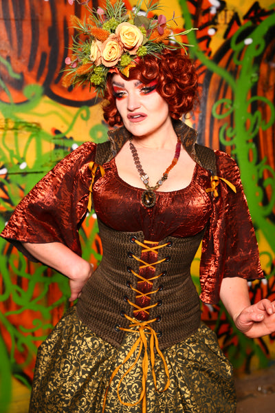 Vixen Corset in Antique Moss - The Ginger Snapped Collection