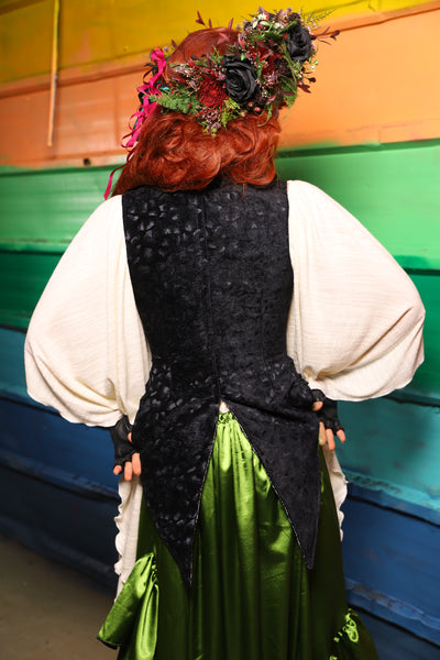 Artemis Underbust Corset w/Split Tails in Black Brush Stroke- FriYAY Restock