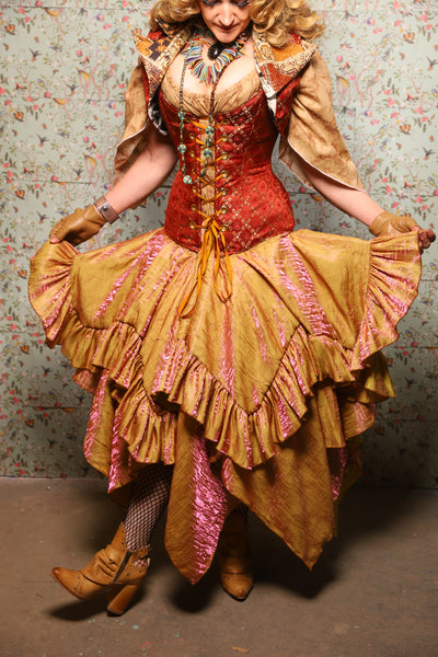 46. Mini Fairy Skirt w/ruffle in Two Tone Grapefruit Shimmer - March of the Ides Collection