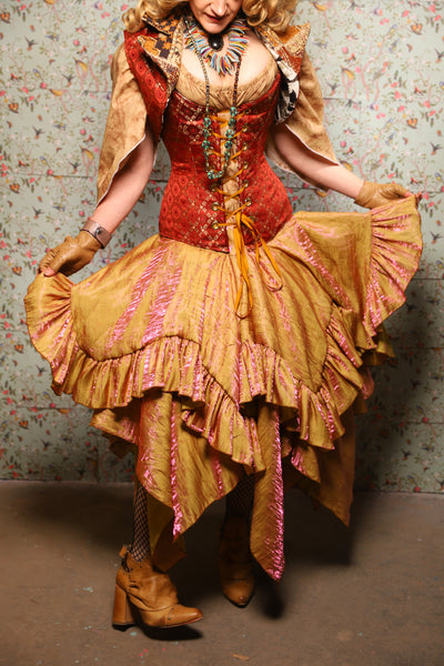 46. Mini Fairy Skirt w/ruffle in Two Tone Grapefruit Shimmer - March of the Ides Collection