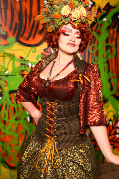 Vixen Corset in Antique Moss - The Ginger Snapped Collection