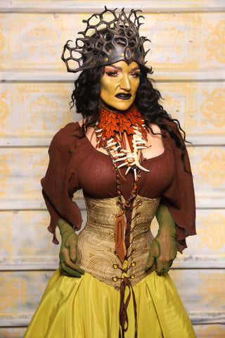 Wench Corset in Circle Light Moss - "The Onions & Ogres Collection"