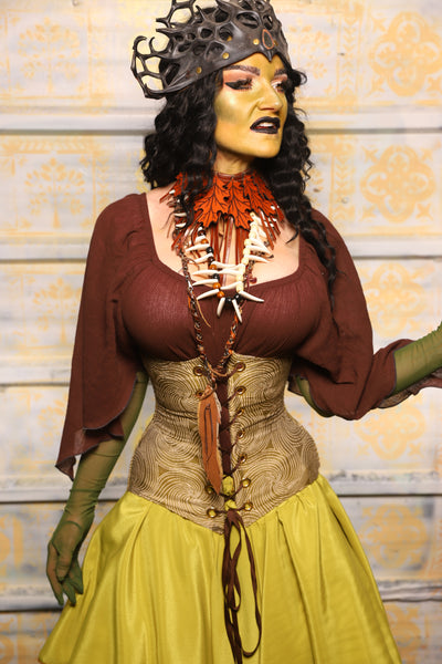 Wench Corset in Circle Light Moss - "The Onions & Ogres Collection"