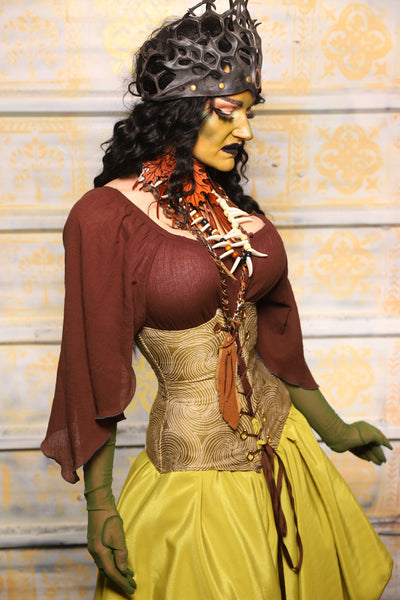 Wench Corset in Circle Light Moss - "The Onions & Ogres Collection"