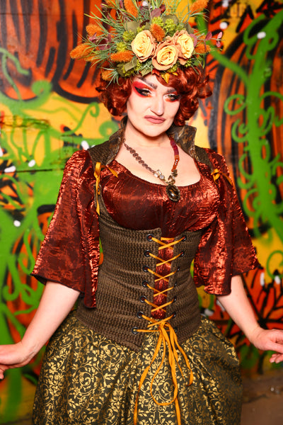 Vixen Corset in Antique Moss - The Ginger Snapped Collection