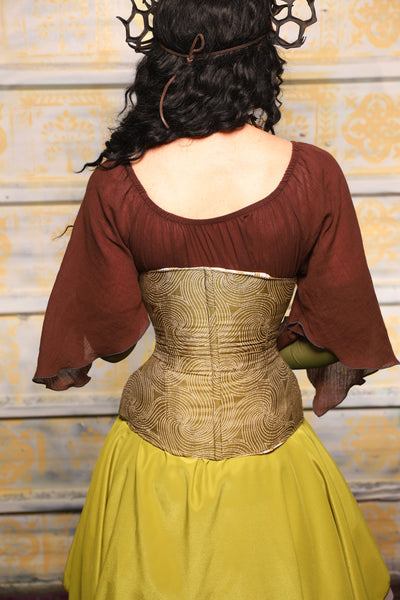 Wench Corset in Circle Light Moss - "The Onions & Ogres Collection"
