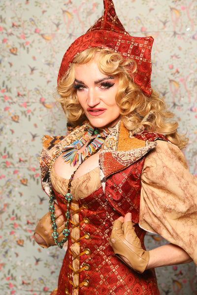 15. Cropped Lapel Vest in Persimmon Square - March of the Ides Collection