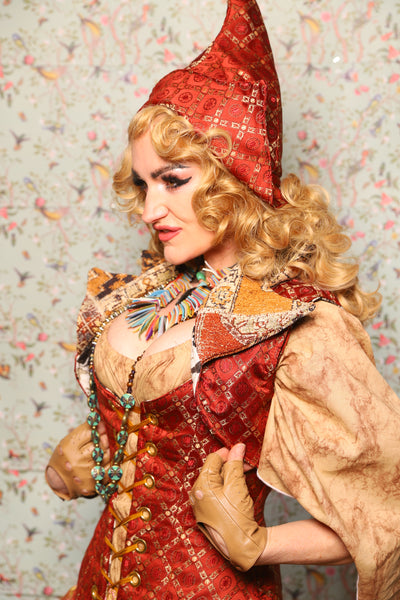 15. Cropped Lapel Vest in Persimmon Square - March of the Ides Collection