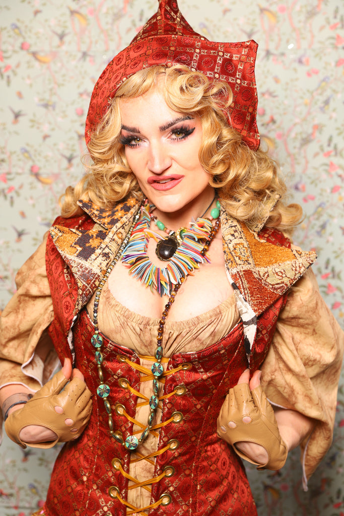 15. Cropped Lapel Vest in Persimmon Square - March of the Ides Collection