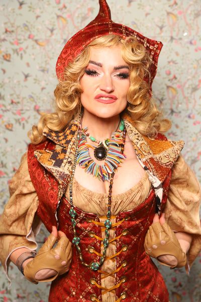 15. Cropped Lapel Vest in Persimmon Square - March of the Ides Collection