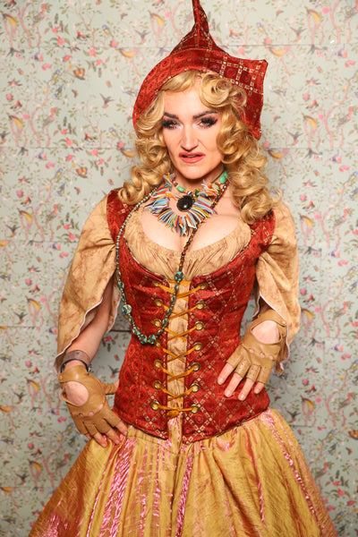 24. Damsel Corset in Persimmon Square - March of the Ides Collection