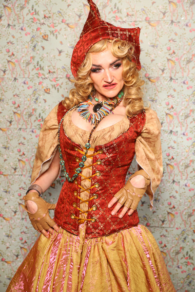 24. Damsel Corset in Persimmon Square - March of the Ides Collection
