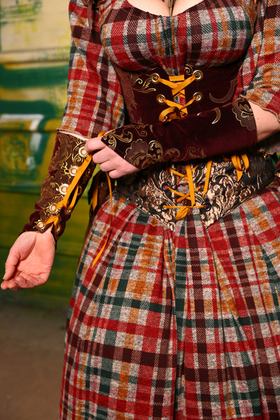Archer Bracers in Mulled Wine & Gold Velvet - The Tartan and Tinsel Collection