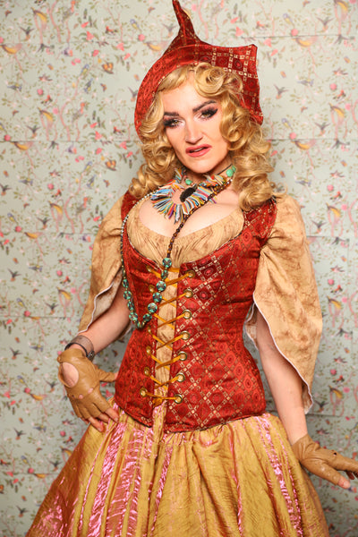 24. Damsel Corset in Persimmon Square - March of the Ides Collection