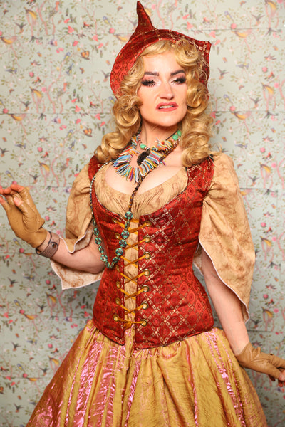 24. Damsel Corset in Persimmon Square - March of the Ides Collection