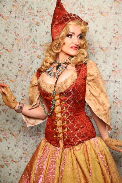 24. Damsel Corset in Persimmon Square - March of the Ides Collection