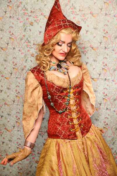 24. Damsel Corset in Persimmon Square - March of the Ides Collection