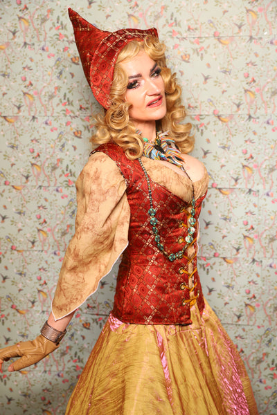 24. Damsel Corset in Persimmon Square - March of the Ides Collection