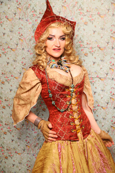 24. Damsel Corset in Persimmon Square - March of the Ides Collection