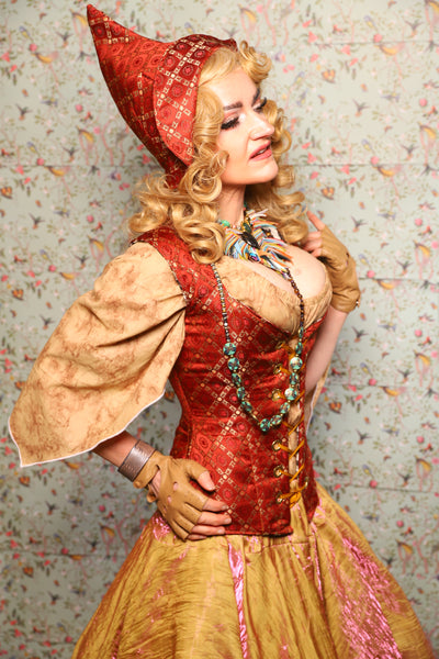 24. Damsel Corset in Persimmon Square - March of the Ides Collection