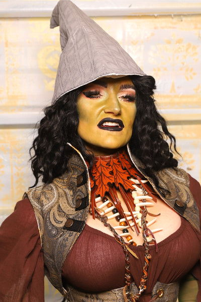 Elf Hat in Gray Flocked Diamond - "The Onions & Ogres Collection"