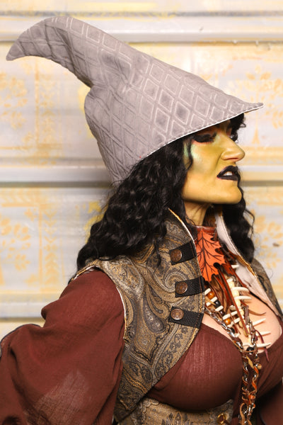 Elf Hat in Gray Flocked Diamond - "The Onions & Ogres Collection"