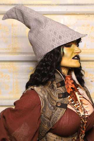 Tall Elf Hat in Gray Flocked Diamond - "The Onions & Ogres Collection"