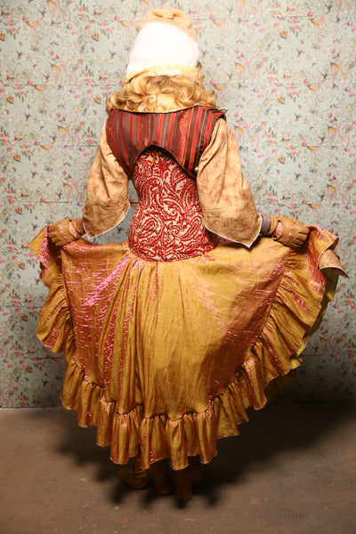 12. Crescent Skirt w/ruffle in Two Tone Grapefruit Shimmer - March of the Ides Collection