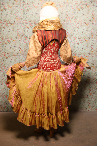 12. Crescent Skirt w/ruffle in Two Tone Grapefruit Shimmer - March of the Ides Collection