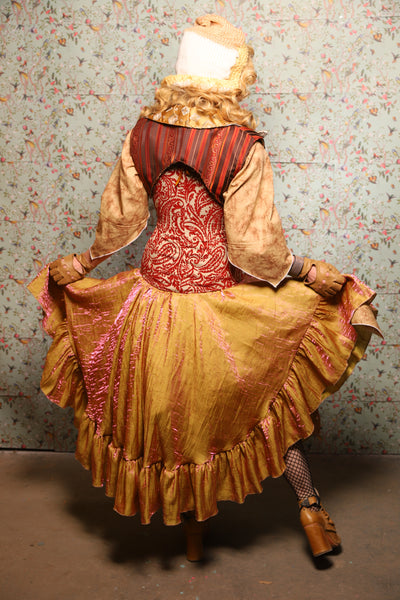 12. Crescent Skirt w/ruffle in Two Tone Grapefruit Shimmer - March of the Ides Collection