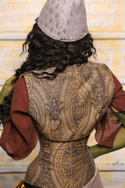 Sgt Pepper Vest in Elder Gold Paisley - "The Onions & Ogres Collection"
