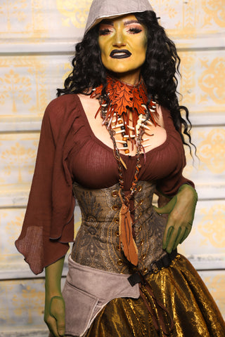 Wench Corset in Elder Gold Paisley - "The Onions & Ogres Collection"