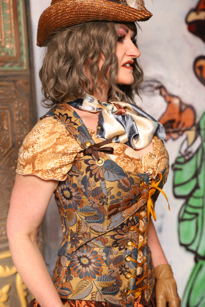Cropped Marie Bodice in Bask & Glow Floral *PLEASE order by BUST Measurement, NOT waist!*  - The Forest Fables Collection