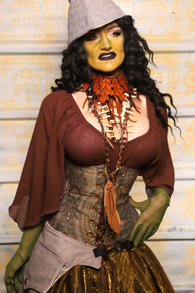 Wench Corset in Elder Gold Paisley - "The Onions & Ogres Collection"