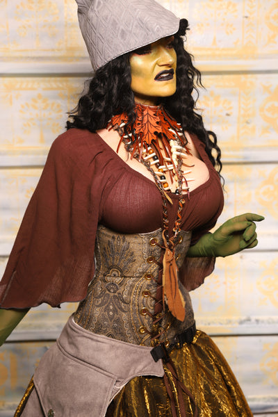 Wench Corset in Elder Gold Paisley - "The Onions & Ogres Collection"