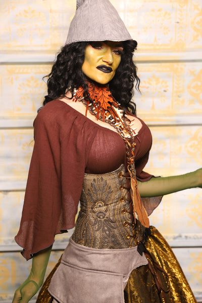 Wench Corset in Elder Gold Paisley - "The Onions & Ogres Collection"