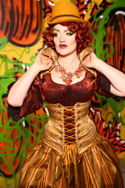 Vixen Corset in Butternut Squash Jacquard - The Ginger Snapped Collection