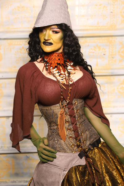 Wench Corset in Elder Gold Paisley - "The Onions & Ogres Collection"