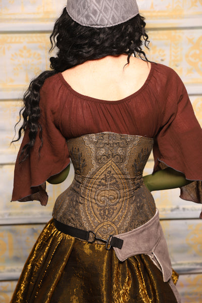 Wench Corset in Elder Gold Paisley - "The Onions & Ogres Collection"