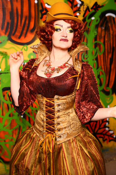 Vixen Corset in Butternut Squash Jacquard - The Ginger Snapped Collection