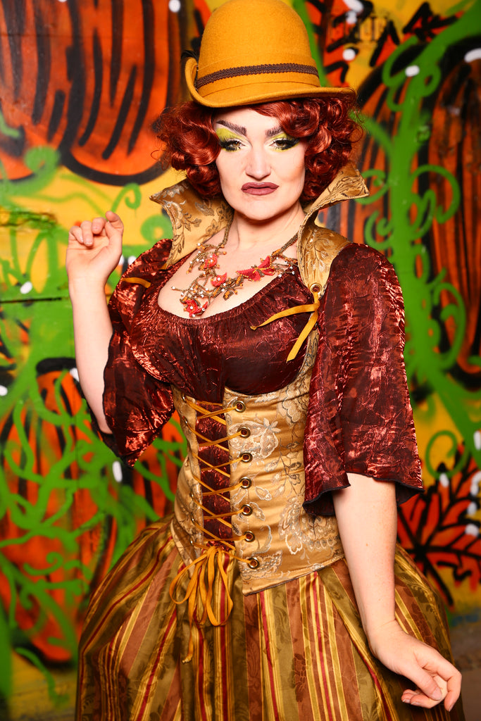 Vixen Corset in Butternut Squash Jacquard - The Ginger Snapped Collection
