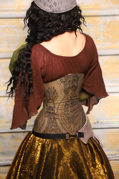 Wench Corset in Elder Gold Paisley - "The Onions & Ogres Collection"