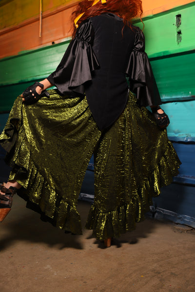 Flutterfall Trousers in Olive Iridescent Shimmer- FriYAY Restock!