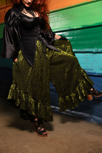 Flutterfall Trousers in Olive Iridescent Shimmer- FriYAY Restock!