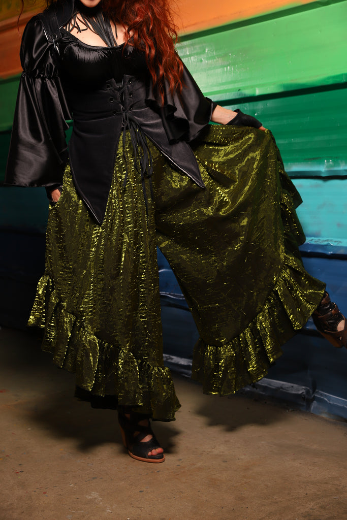 Flutterfall Trousers in Olive Iridescent Shimmer- FriYAY Restock!