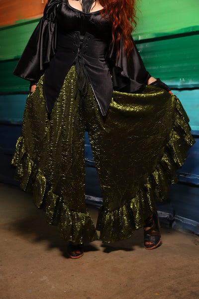 Flutterfall Trousers in Olive Iridescent Shimmer- FriYAY Restock!