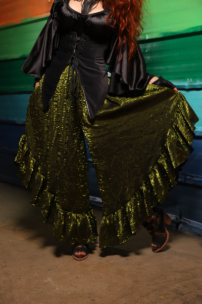 Flutterfall Trousers in Olive Iridescent Shimmer- FriYAY Restock!
