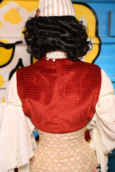 Sgt Pepper Vest in Redwood Basket Weave - "Wakey Wakey Eggs & Bakey" Collection