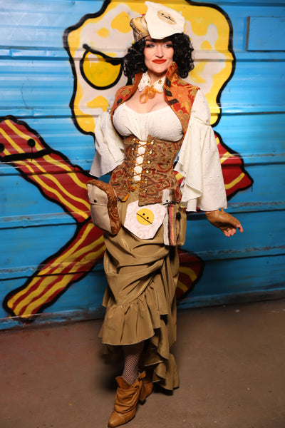 Swoon Skirt w/ruffle in Olive Satin - "Wakey Wakey Eggs & Bakey" Collection