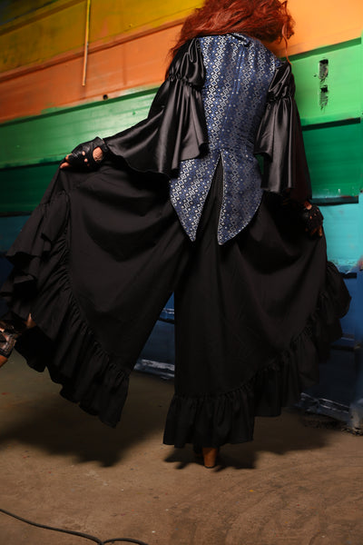Flutterfall Trousers in Black Solid Cotton Broadcloth- FriYAY Restock!